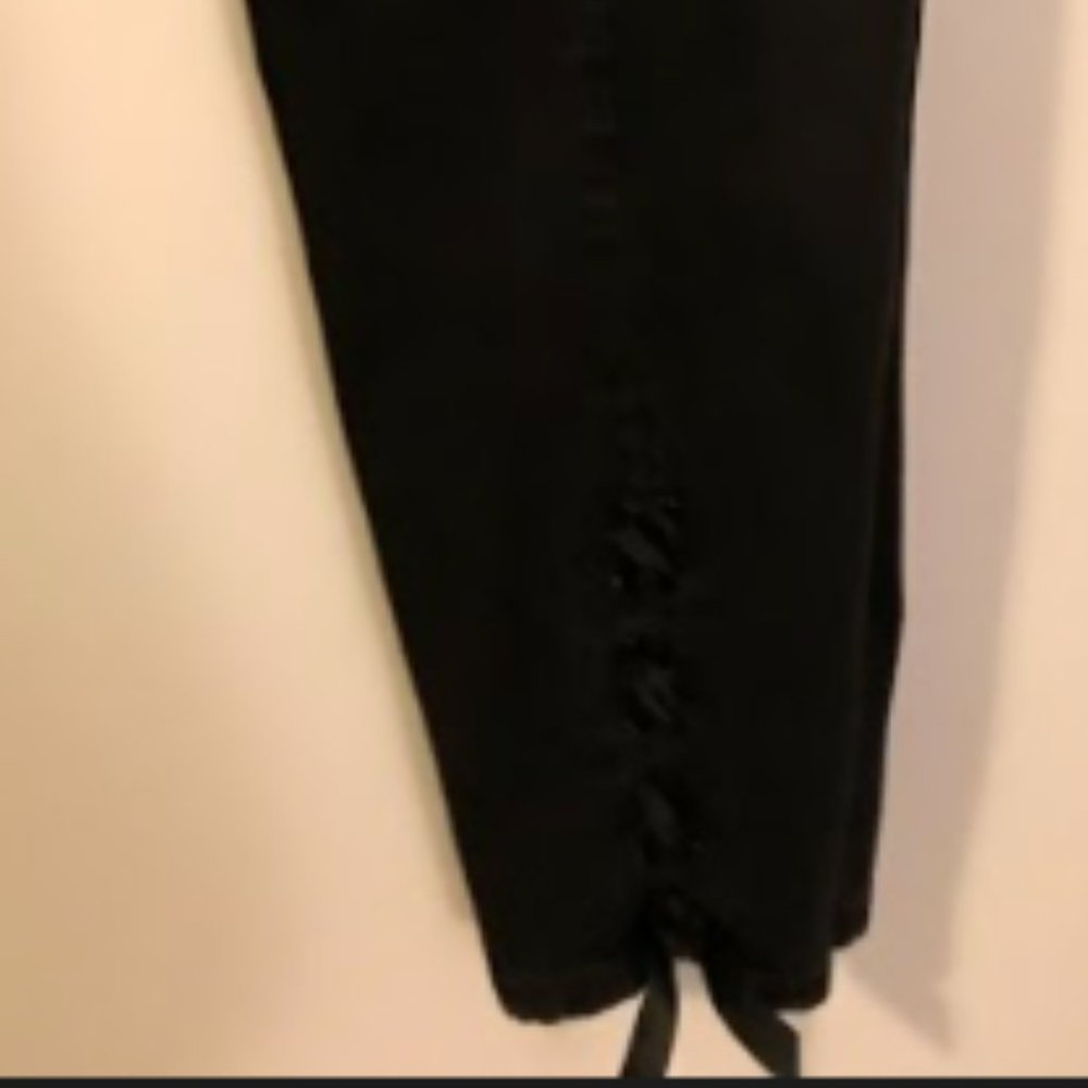 Black Denim skinny jeans with ribbon at ankles